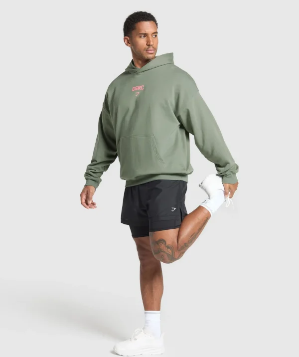 Outlet Gymshark Running Graphic Hoodie UnitGreen