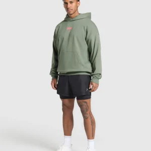 Outlet Gymshark Running Graphic Hoodie UnitGreen