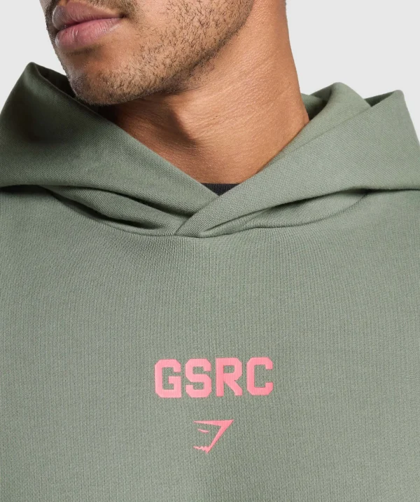 Outlet Gymshark Running Graphic Hoodie UnitGreen