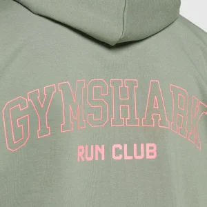 Outlet Gymshark Running Graphic Hoodie UnitGreen