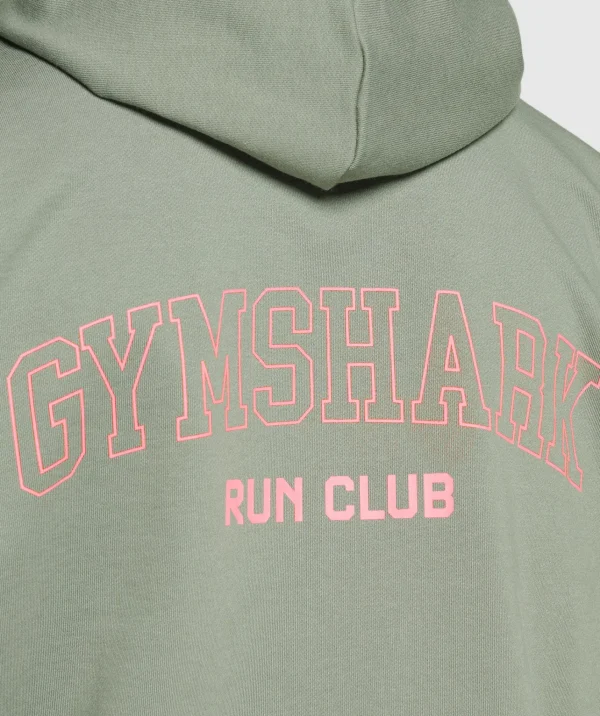 Outlet Gymshark Running Graphic Hoodie UnitGreen