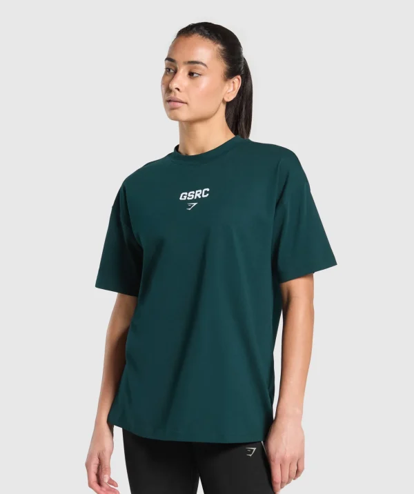 Discount Gymshark Running Graphic Oversized T-Shirt StrongTeal