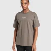 Fashion Gymshark Running Graphic Oversized T-Shirt CamoBrown