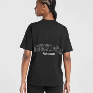 Sale Gymshark Running Graphic Oversized T-Shirt Black