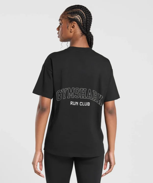 Sale Gymshark Running Graphic Oversized T-Shirt Black