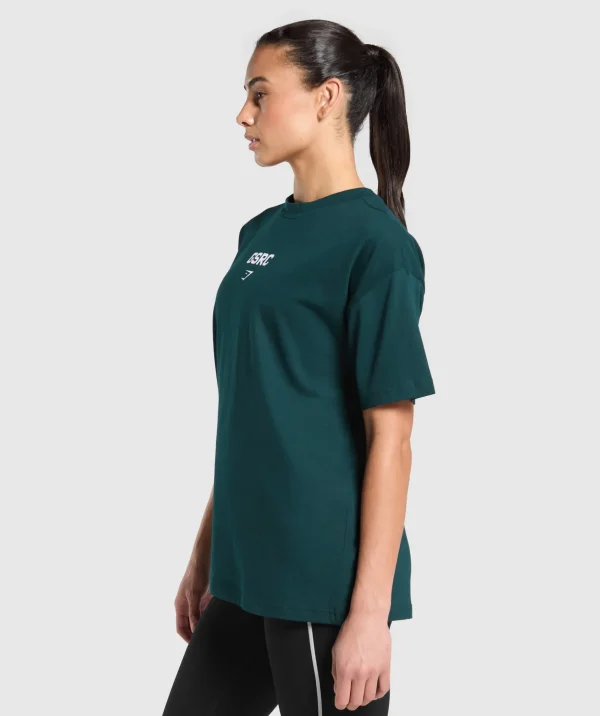 Discount Gymshark Running Graphic Oversized T-Shirt StrongTeal