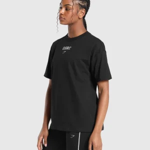 Sale Gymshark Running Graphic Oversized T-Shirt Black