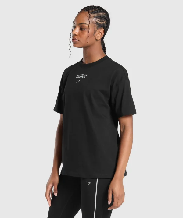 Sale Gymshark Running Graphic Oversized T-Shirt Black