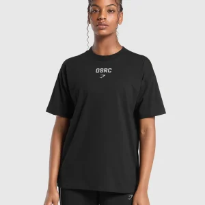 Sale Gymshark Running Graphic Oversized T-Shirt Black