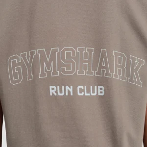 Fashion Gymshark Running Graphic Oversized T-Shirt CamoBrown