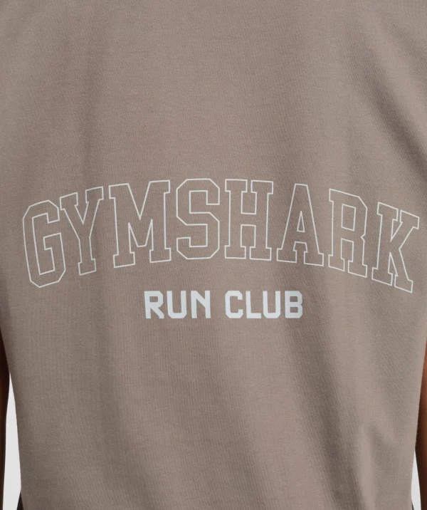 Fashion Gymshark Running Graphic Oversized T-Shirt CamoBrown
