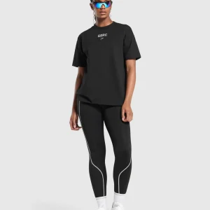 Sale Gymshark Running Graphic Oversized T-Shirt Black