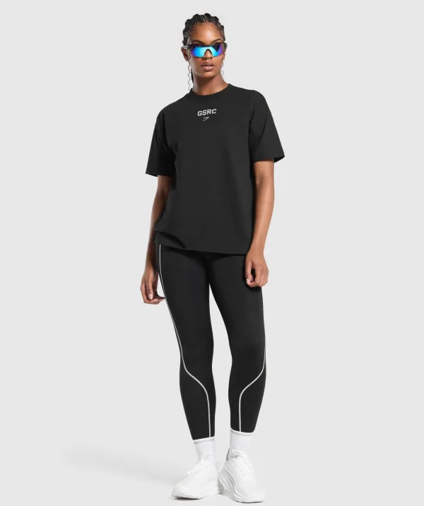 Sale Gymshark Running Graphic Oversized T-Shirt Black