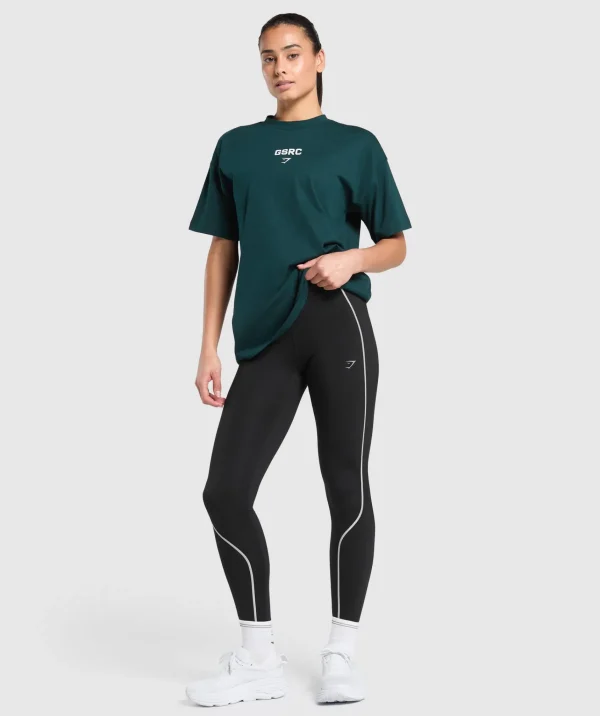 Discount Gymshark Running Graphic Oversized T-Shirt StrongTeal