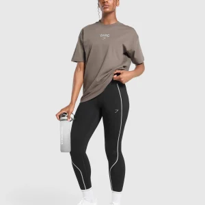 Fashion Gymshark Running Graphic Oversized T-Shirt CamoBrown