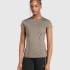 Discount Gymshark Running T-Shirt CamoBrown