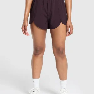 Fashion Gymshark Scallop Hem Shaped Shorts PlumBrown