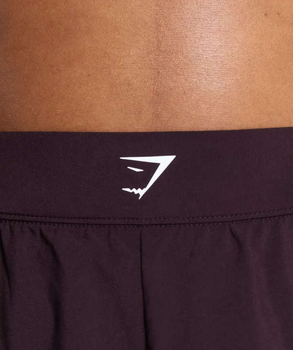 Fashion Gymshark Scallop Hem Shaped Shorts PlumBrown