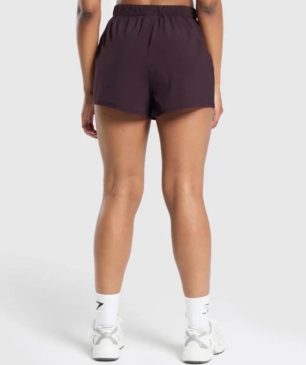 Fashion Gymshark Scallop Hem Shaped Shorts PlumBrown