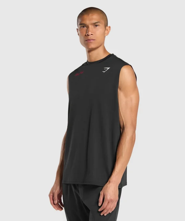 Sale Gymshark Script Graphic Cut Off Tank Black