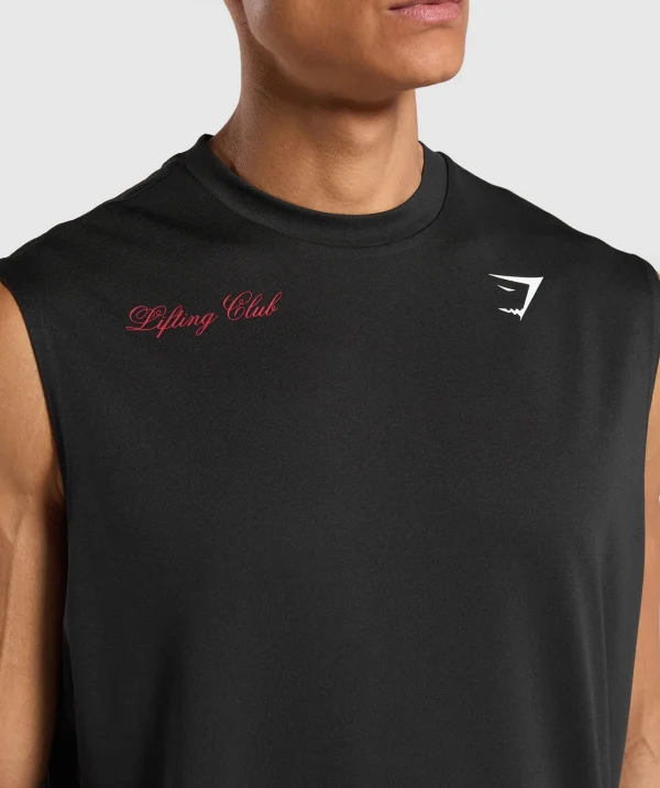 Sale Gymshark Script Graphic Cut Off Tank Black