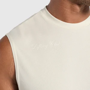 Fashion Gymshark Script Graphic Cut Off Tank EcruWhite