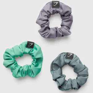 Hot Gymshark Scrunchies 3pk FogPurple/CargoTeal/LagoonGreen