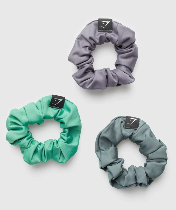 Hot Gymshark Scrunchies 3pk FogPurple/CargoTeal/LagoonGreen