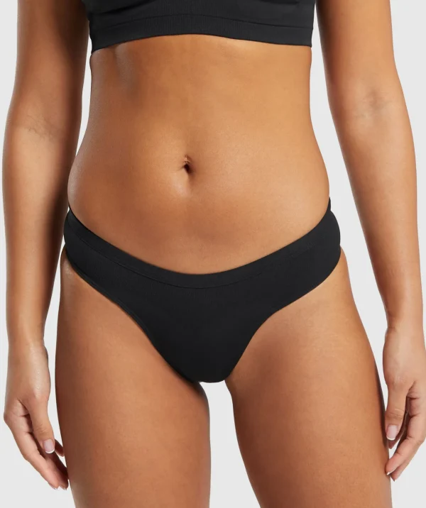 Sale Gymshark Seamless Dipped Front Thong Black