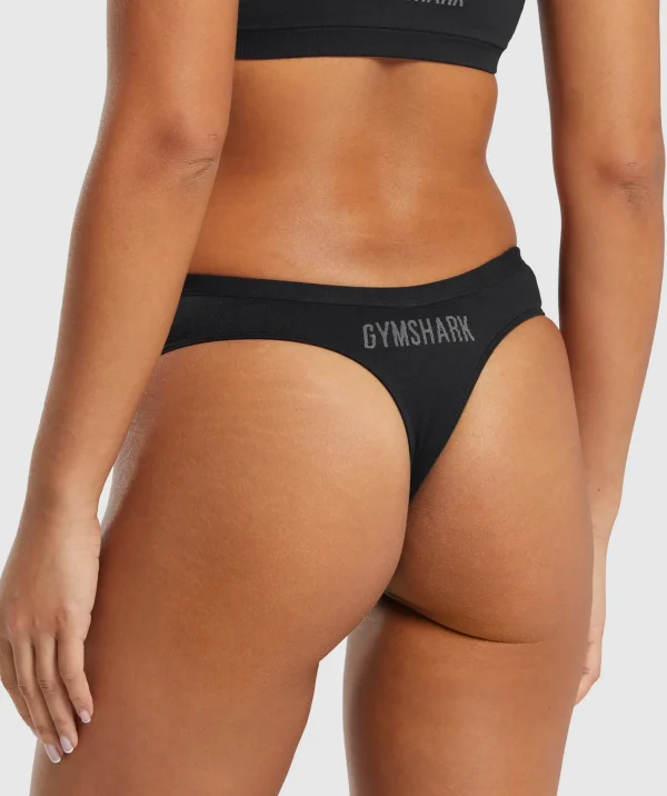 Sale Gymshark Seamless Dipped Front Thong Black