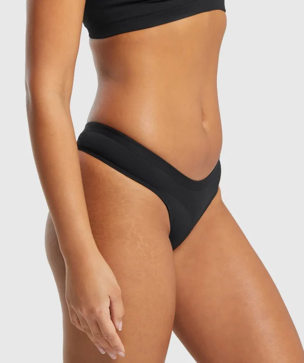 Sale Gymshark Seamless Dipped Front Thong Black