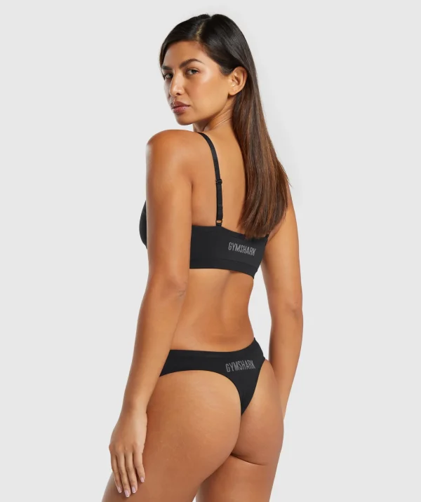 Sale Gymshark Seamless Dipped Front Thong Black