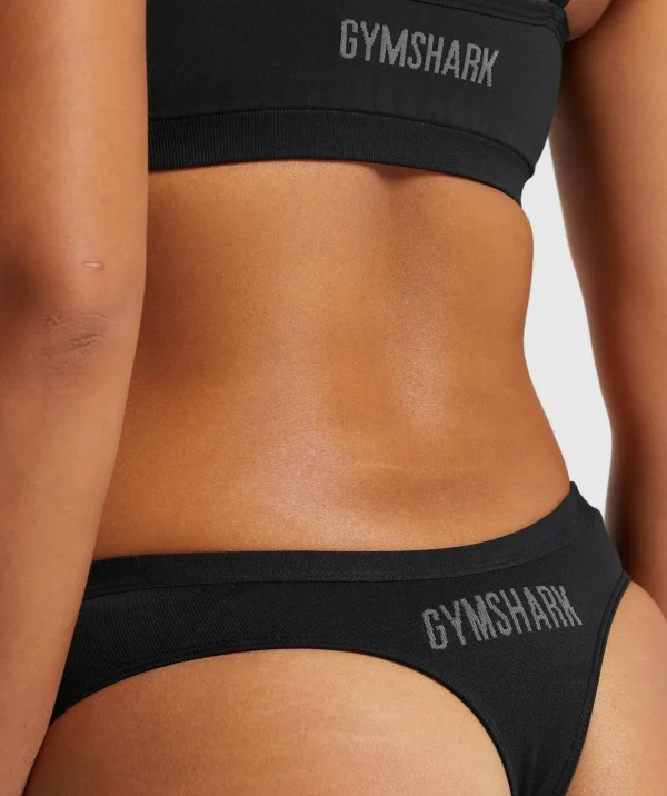 Sale Gymshark Seamless Dipped Front Thong Black