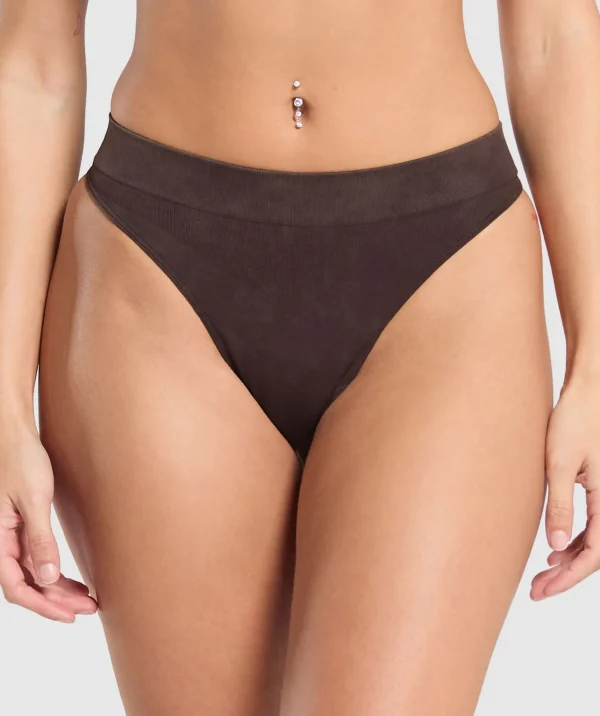 Best Gymshark Seamless High Leg Thong HeritageBrown