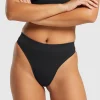 Discount Gymshark Seamless High Leg Thong Black