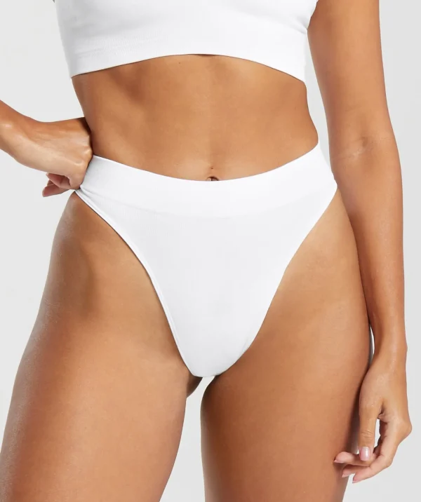 Sale Gymshark Seamless High Leg Thong White