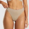 Clearance Gymshark Seamless High Leg Thong CementBrown