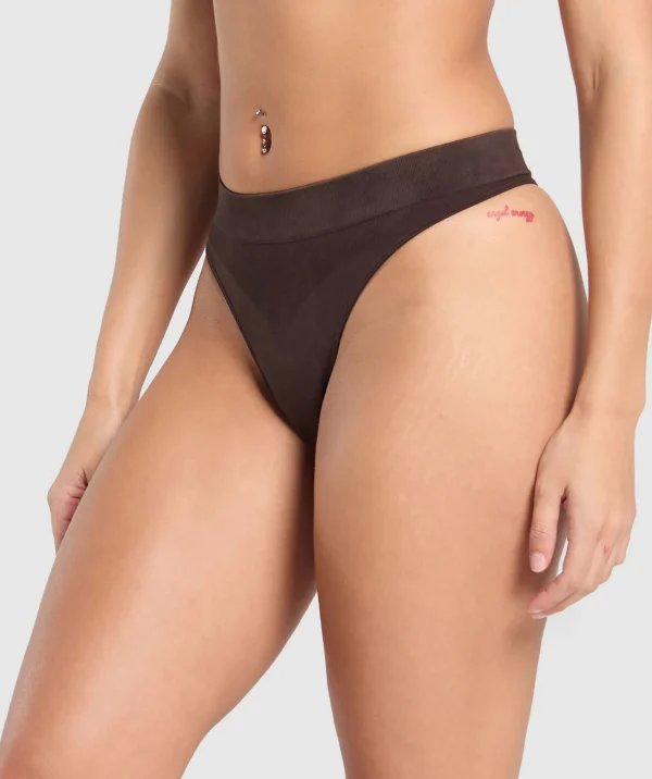 Best Gymshark Seamless High Leg Thong HeritageBrown