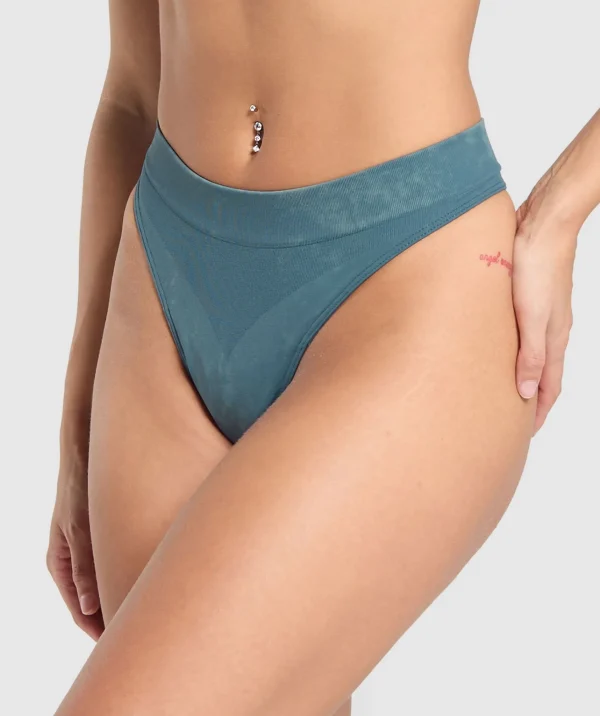 Best Gymshark Seamless High Leg Thong CargoBlue