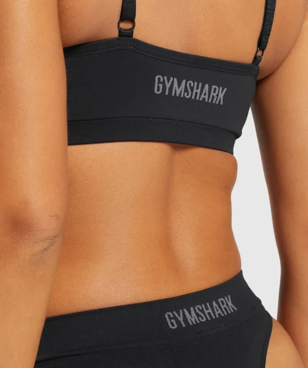 Discount Gymshark Seamless High Leg Thong Black