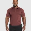 Fashion Gymshark Seamless Polo Shirt BurgundyBrown