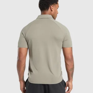 Fashion Gymshark Seamless Polo Shirt LinenBrown