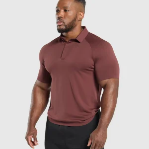 Fashion Gymshark Seamless Polo Shirt BurgundyBrown