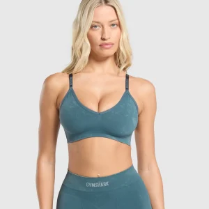 Online Gymshark Seamless V Neck Bralette CargoBlue