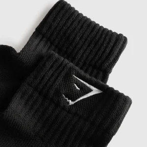 Fashion Gymshark Sharkhead Embroidered Quarter Socks 2pk Black