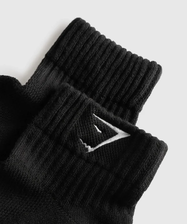 Fashion Gymshark Sharkhead Embroidered Quarter Socks 2pk Black