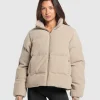 Sale Gymshark Sherpa Puffer Jacket SandBrown