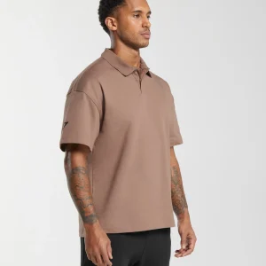 Hot Gymshark Short Sleeve Polo MochaMauve