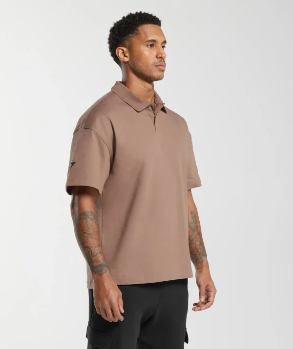 Hot Gymshark Short Sleeve Polo MochaMauve