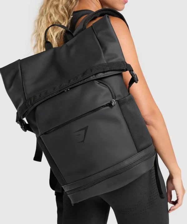 Online Gymshark Sleek Backpack Roll Top Black